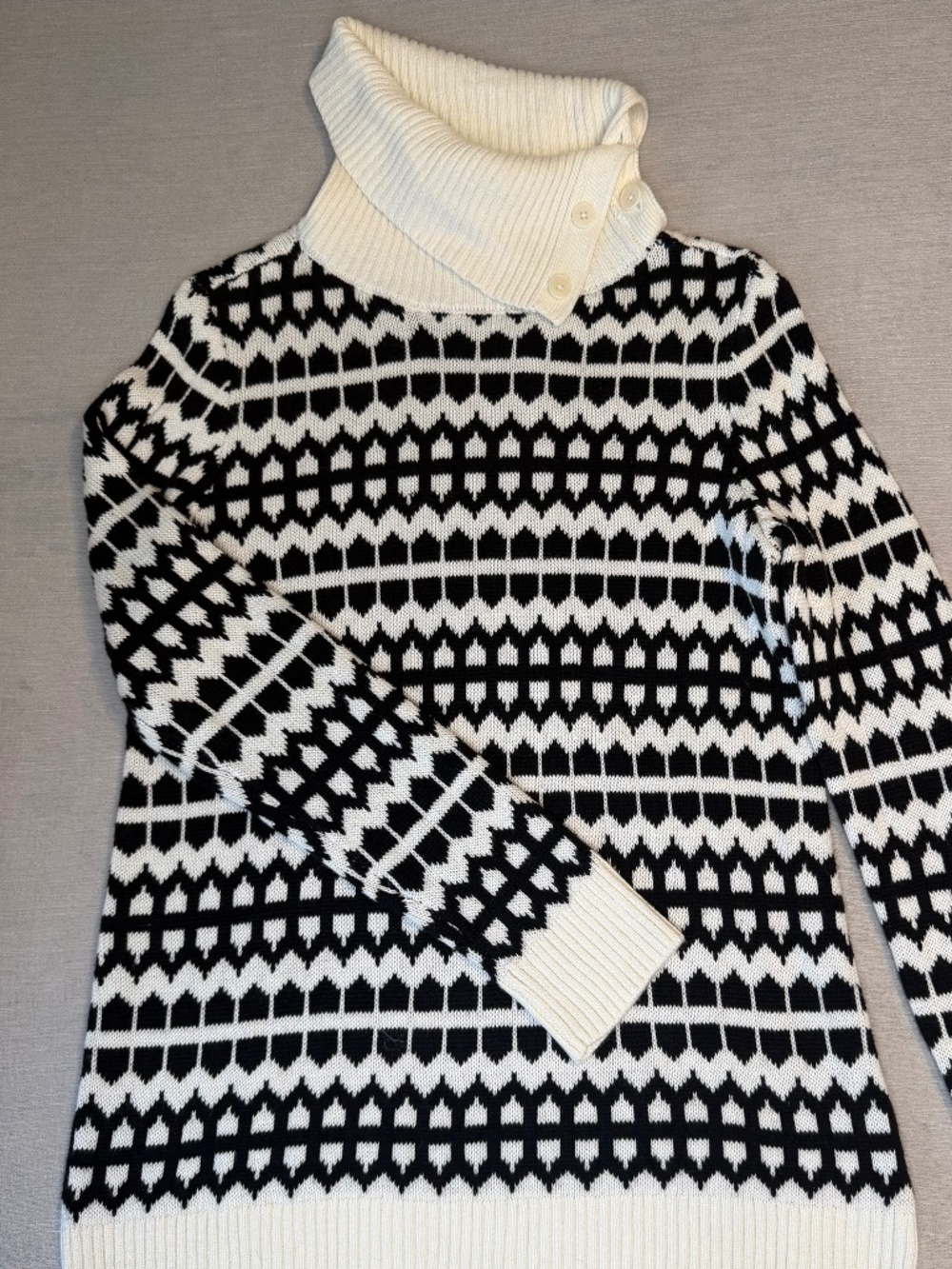 NWT Talbots Button Shawl Collar Geometric Knit Sweater Small